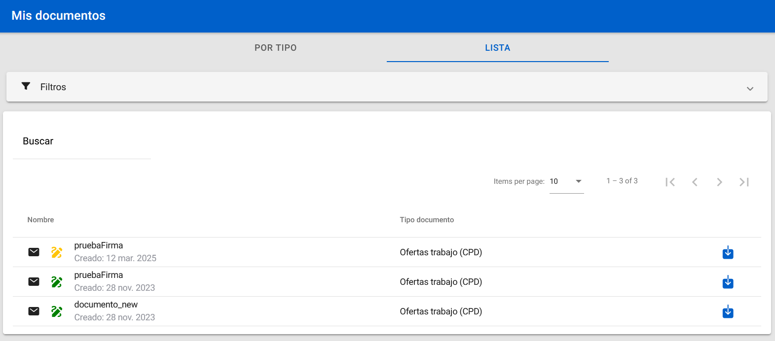 mis documentos lista